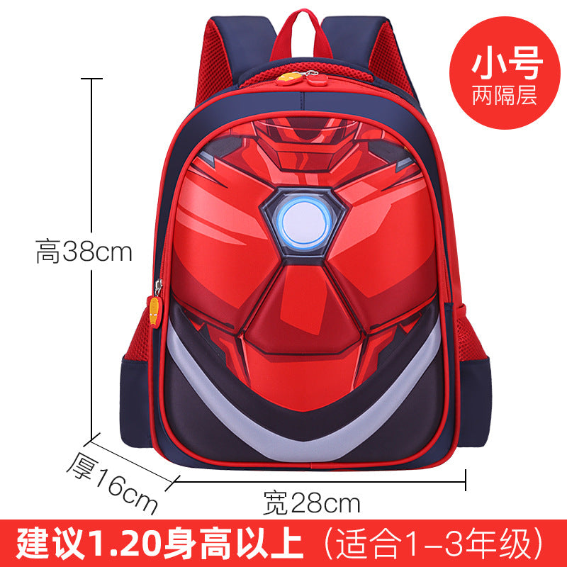 Kids' muscle design backpack - elementary school, grades 1-6, boys' cartoon backpack, breathable and lightweight
