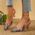 export style 2026 spring fashion pointed-toe high heels, sizes 40-42, patterned low-cut versatile office pumps