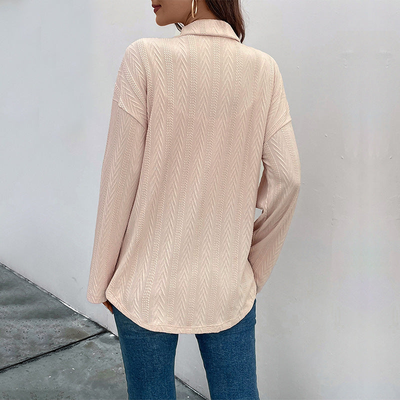Independent Station Foreign Trade 2025 New Cross-border Women's Clothing European and American Solid Color Shirt Spring Casual Cardigan Jacket