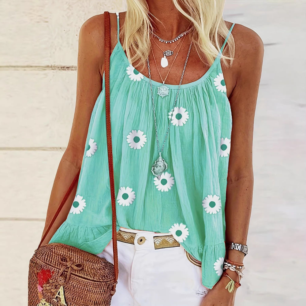 summernew arrivaldaisy floral camisole looseslimming lookins styletops inner wear vacationcasual women's style