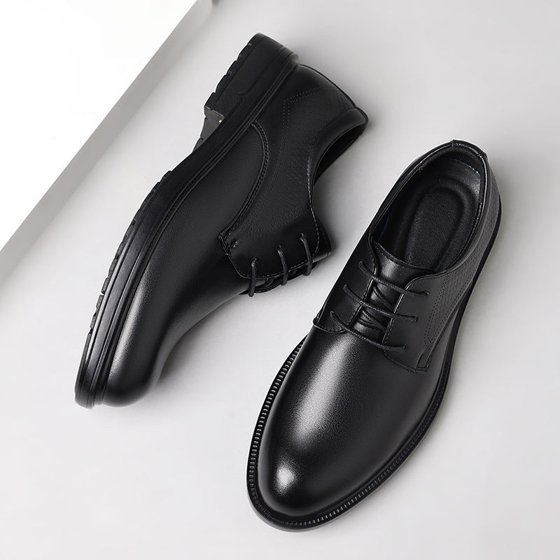Men's leather dress shoes - business formal, groomsmen, black, versatile, casual, wedding, suit, british style, groom, work shoes