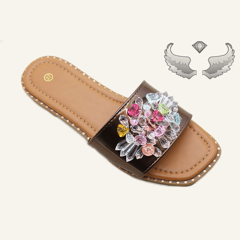 圭亚那外贸直销女鞋夏季新款时尚外穿平底一字拖Ladies slippers