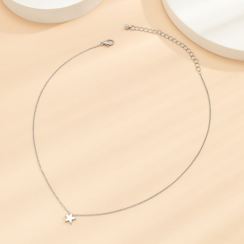 European and american cross-border new jewelry: fashionable and minimalist stainless steel star necklace for women - unique and versatile five-pointed star pendant