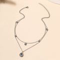 Multi-layer crystal necklace wholesale fashion cross-border stacking jewelry new arrival gold-plated water drop socialite long sweater chain for women