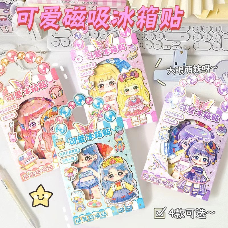 New 3d princess dress-up stickers - ancient style dress-up stickers - reusable dress-up stickers for girls - magnetic dress-up stickers - fridge magnets - easy to use