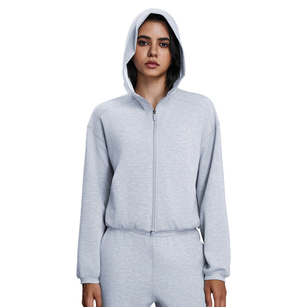 Hooded zip-up cardigan women's autumn/winter new arrival loose casual sweatshirt running fitness activewear top daw166
