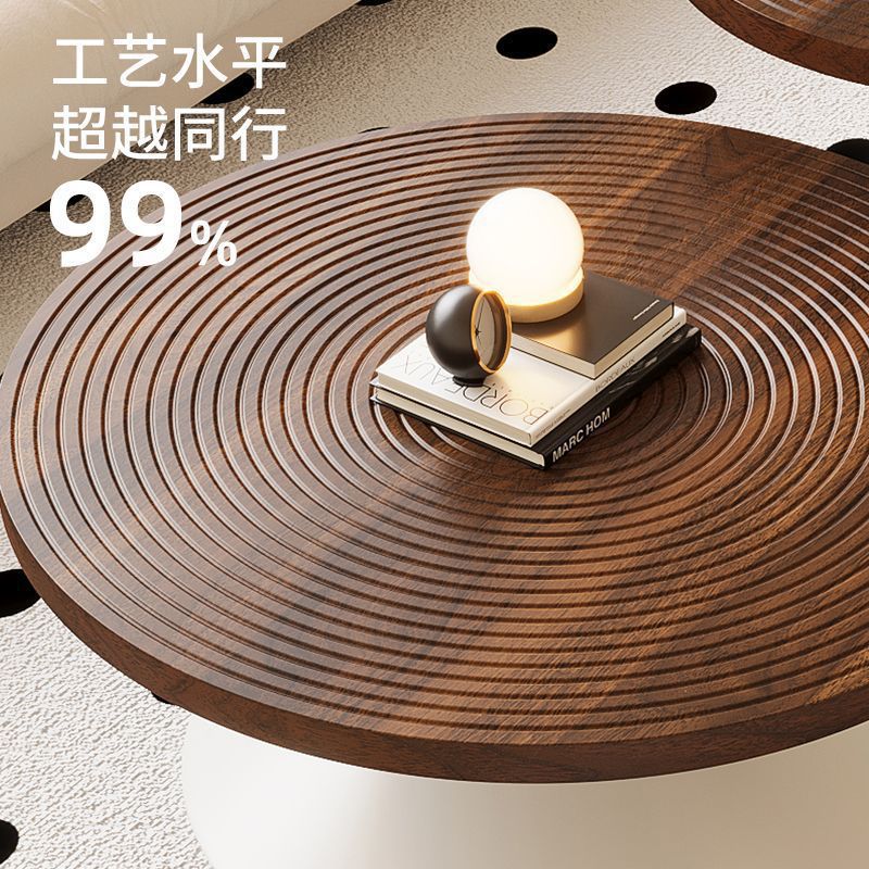 Carbon steel round coffee table - living room, home, small apartment,  new minimalist mid-century modern simple small round table