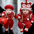 New year's greetings winter first birthday 100 days baby dress baby jumpsuit new year's day festive clothes trendy hooded