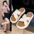 Trendy platform slides for women - summer 2024 new arrivals: fashionable crossover design, elegant chunky sole, perfect for summer outings