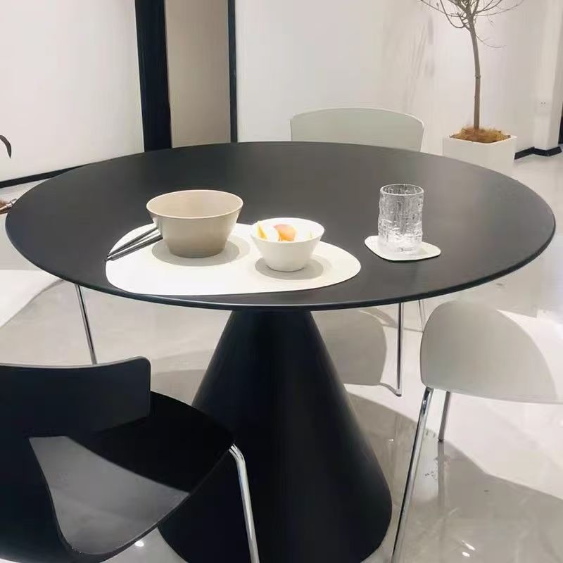 French-style negotiation table, rock slab round dining table, pure white modern minimalist round table, small apartment home dining table and chair set