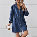 Fashion cross-border export  new arrivalloose washed long sleevespatchwork denim mid-length dress outwear