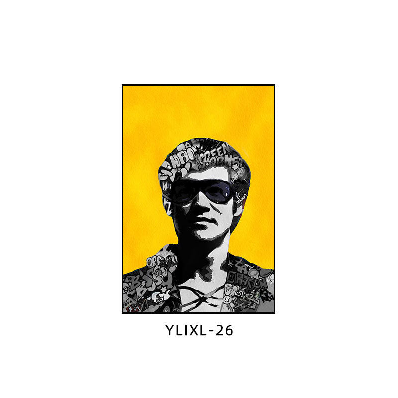 Bruce Lee poster decorative painting martial arts boxing gym taekwondo sanda inspirational gym hanging painting bedroom study mural