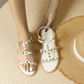 Roman sandals women's fairy style 2026 summer new flat white studded open toe european and american internet celebrity ins trend