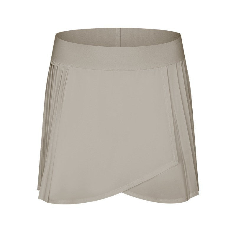 High-waisted pleated skort with pockets - anti-exposure lining - tennis skirt, fitness yoga skirt - dk382