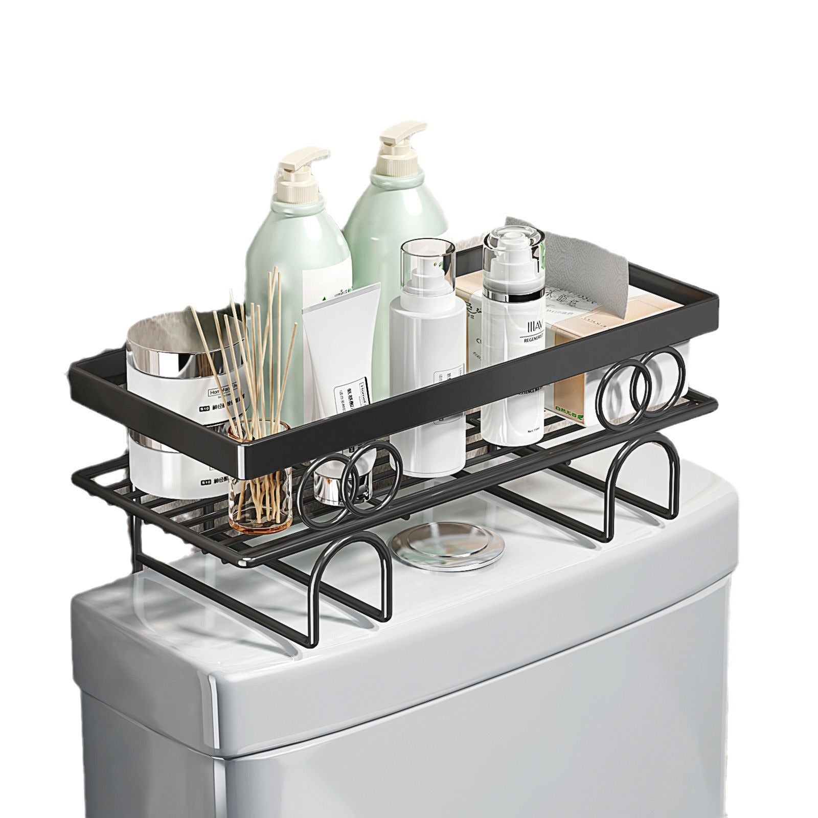 Shelf above the toilet, shower gel, shampoo, toilet holder, no punching, wall-mounted bathroom storage rack.