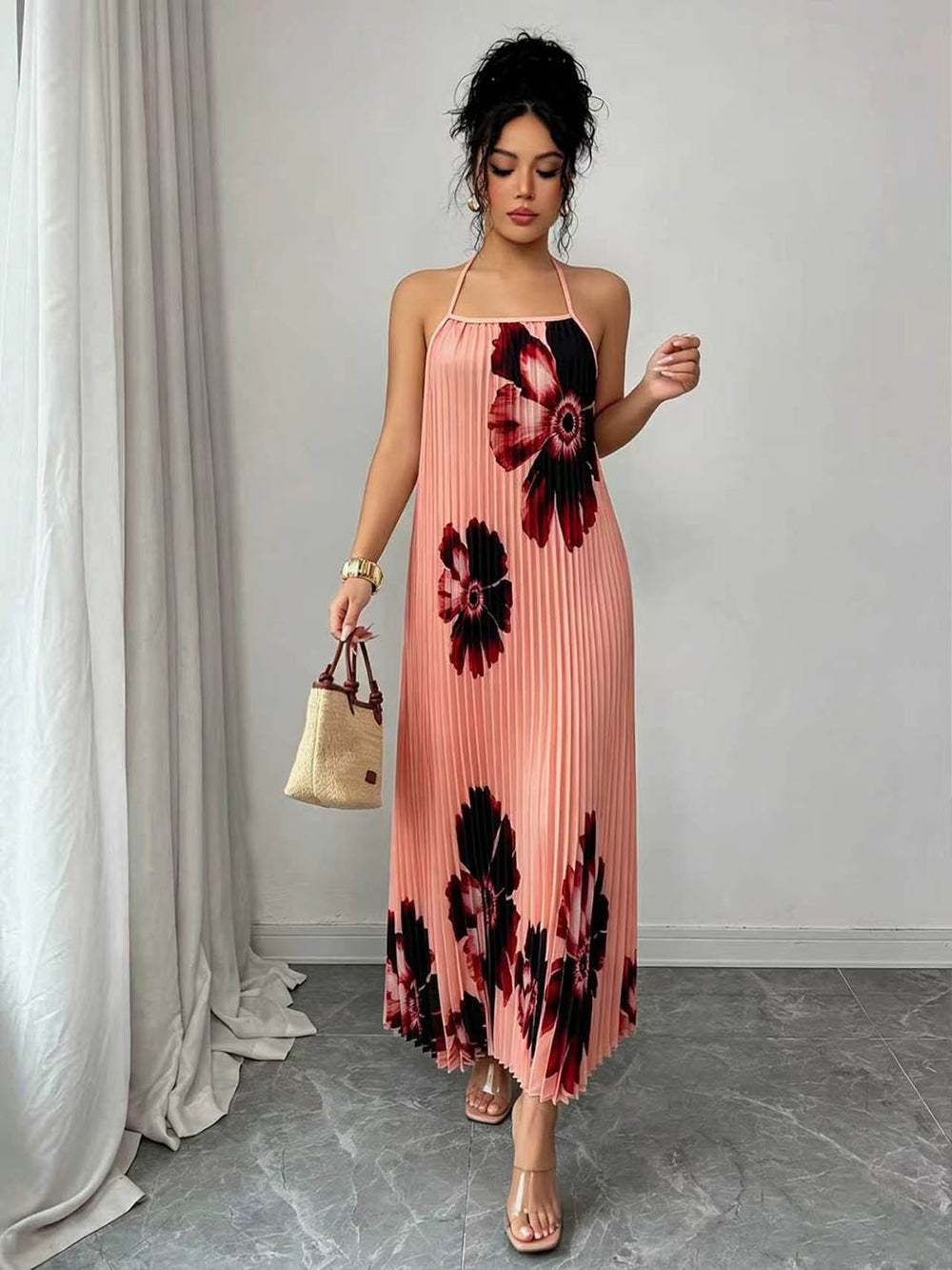 fashion hot-selling suspender skirt for women with adjustable shoulder straps looseprintinglong