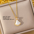 [copper inlaid with zirconium] temperament cat's eye design fan-shaped skirt titanium steel necklace for women, versatile and high-end clavicle chain
