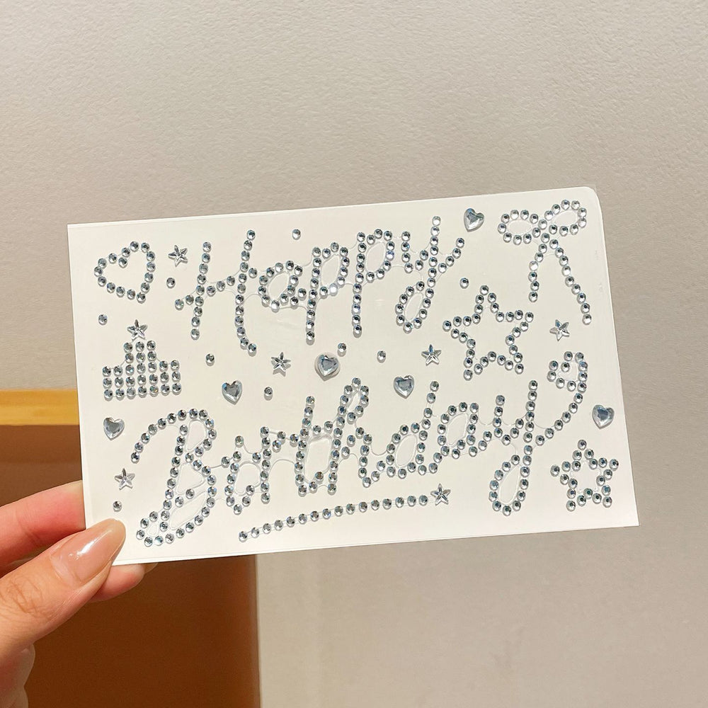 Happy birthday rhinestone letter stickers - high-value gift wrapping decoration for girls, thoughtful diy sparkling diamond stickers