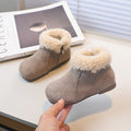 Girls' lambswool snow boots - new  collection: kids' retro fuzzy ankle boots, plush-lined flat winter cotton shoes