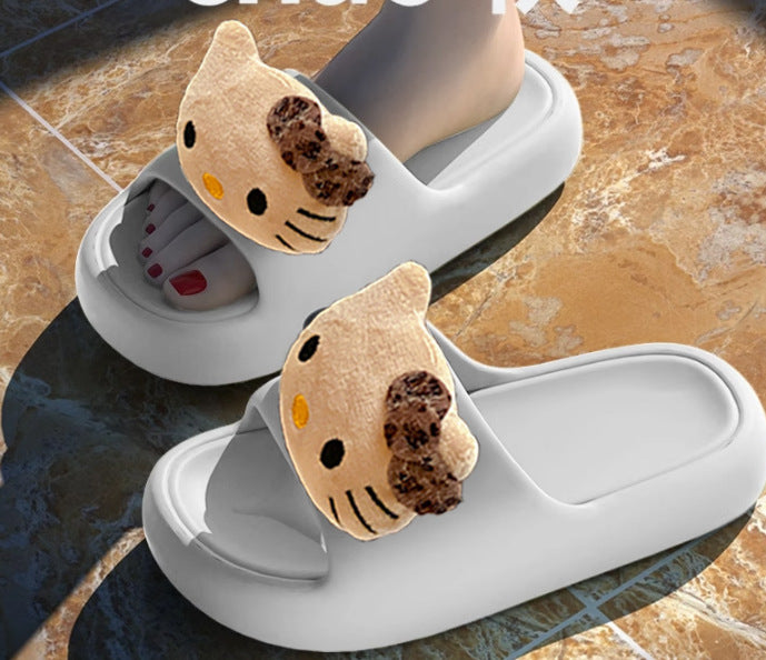 Cute cartoon slippers women's spring/summer outdoor wear new thick sole eva non-slip couple's home flip-flops
