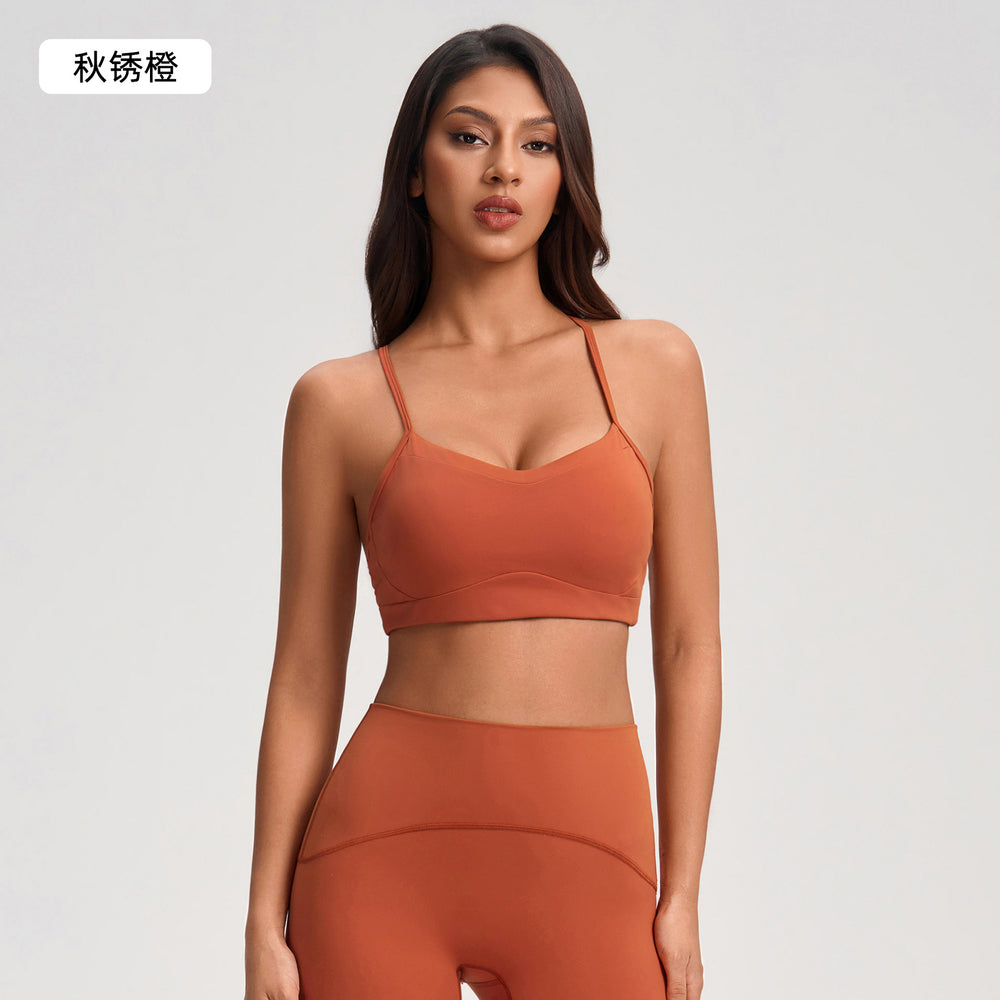 Women's fleece-lined sports bra with cutout back design - running, fitness, push-up, shockproof yoga bra yg-1003