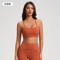 Women's fleece-lined sports bra with cutout back design - running, fitness, push-up, shockproof yoga bra yg-1003