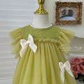 Girls' dress : stylish bowknot mesh princess dress, korean style flutter sleeve dress