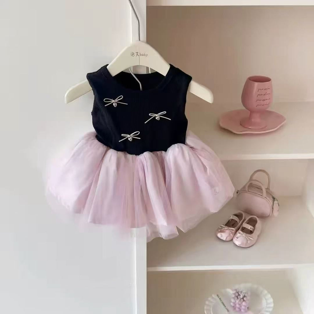 Baby summer romper dress - sweet & fluffy mesh bodysuit dress for baby girls - perfect for full month celebration, 100-day party, first birthday, and summer wear