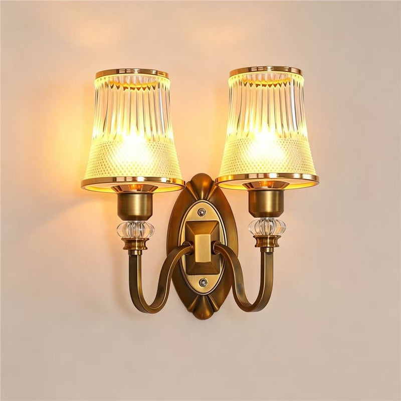 Single head bronze wall room american wall lamp bedroom modern retro european light luxury bedside lamp living room background wall