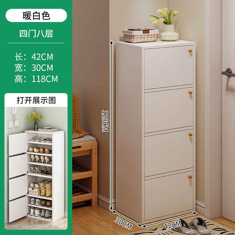 Shoe cabinet narrow and high vertical door household multi-layer storage integrated against the wall 2025 new home entrance indoor shoe rack