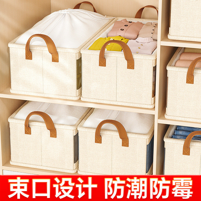 Large capacity clothes storage box balcony quilt wardrobe household wholesale finishing box dormitory bundle mouth portable storage basket