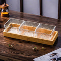 [3-compartment fruit plate with transparent water ripples] + wooden plate, thickened plastic