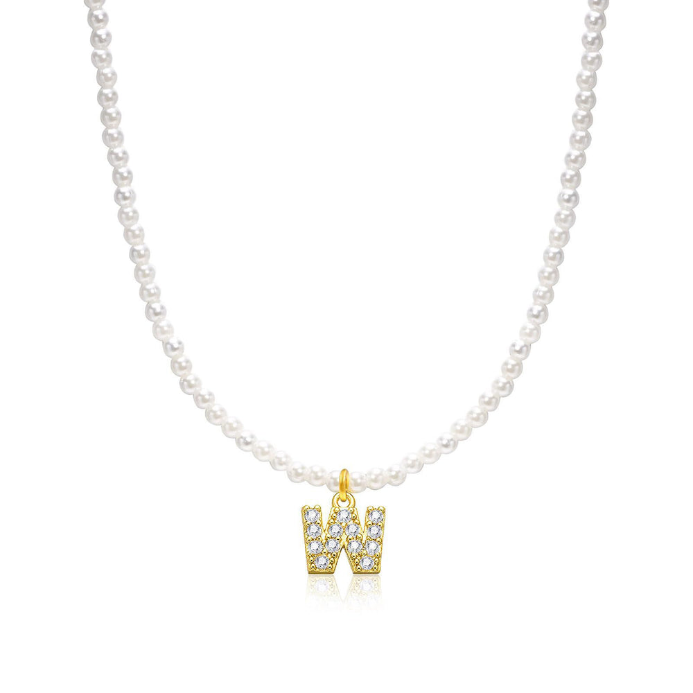 new arrival imitation pearl necklace niche style design 26 english letter pendant necklace classy sense collarbone chain necklace