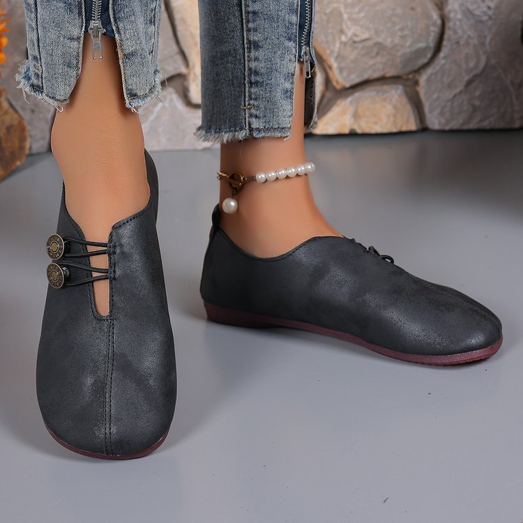 export  summer soft leather flat loafers women's round toe slip-on plus size comfortable and versatile shoes