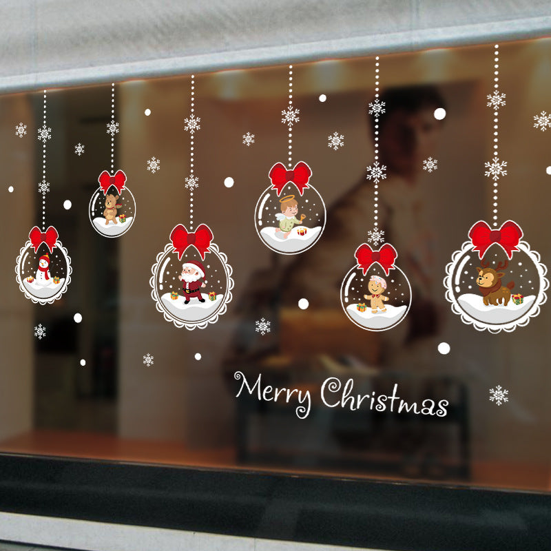 Santa Snowball Charm Pendant Festival Decoration Wall Sticker Window Glass Shop Store Background Wall XL628