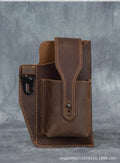 Vertical mobile phone waist bag men's men's belt crazy horse cowhide genuine leather retro leather case waist portable mobile phone bag