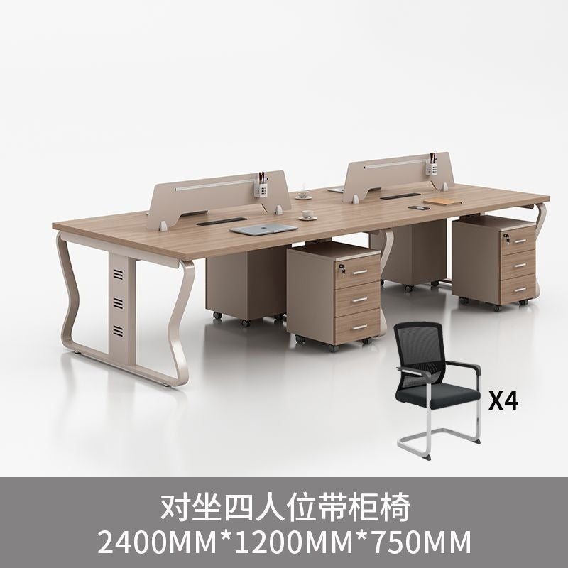 Computer desk and chair set - modern minimalist conference table for meetings, partitioned multi-person office desk for employees