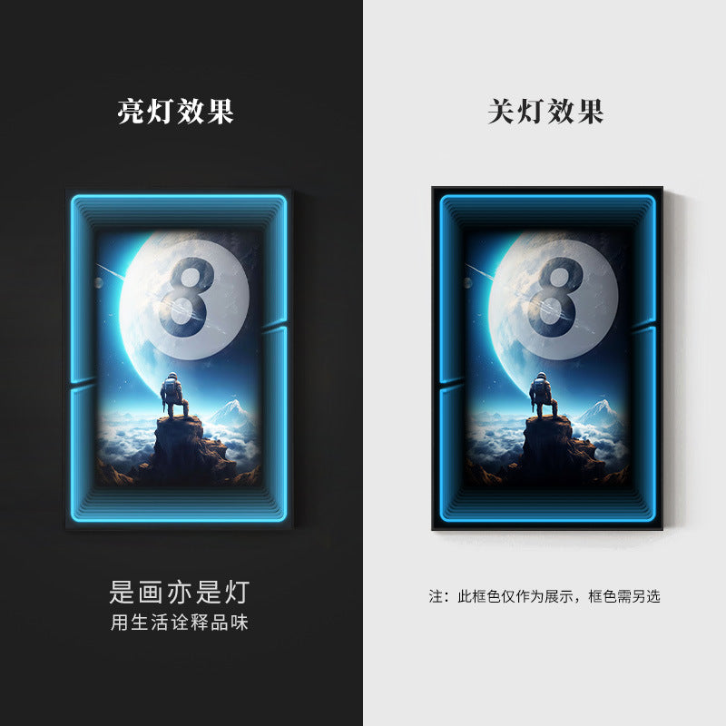 Black eight ball astronaut billiard hall wall decoration painting luminous billiard room hanging painting chess and card club atmosphere light painting