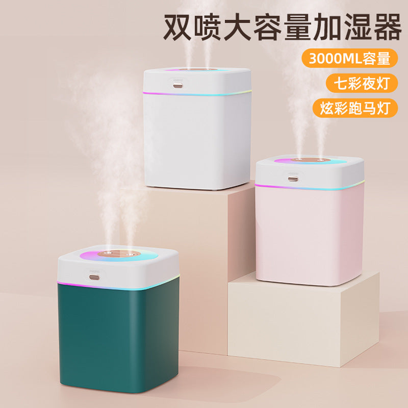 3l large-capacity humidifier double spray hydration for home large fog volume aromatherapy silent humidification handy gadget moisturizing spray