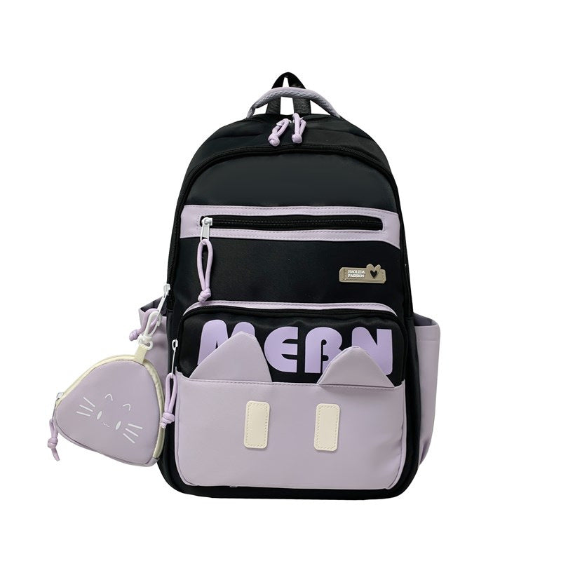 New cute and sweet backpack, junior high school student schoolbag for women, large capacity, small fresh and anti-splashing light backpack.