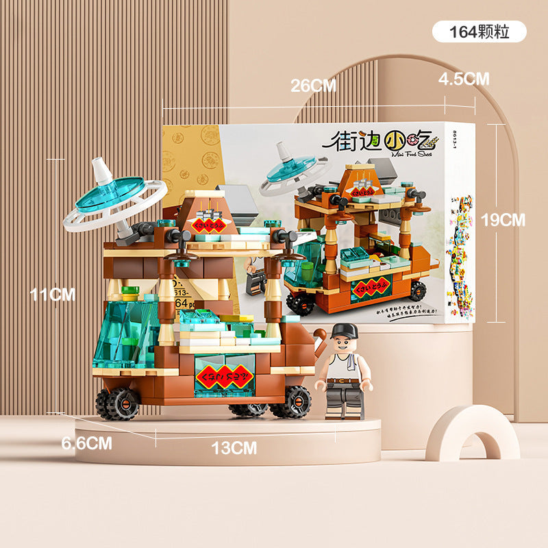 Street view city building blocks mini fast food beverage commercial street compatible with lego boys and girls educational assemble toy gift