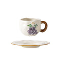 Ins small clear hand-painted ceramic asymmetrical cup and saucer stylishniche style girls ceramic afternoon tea milk coffee cup