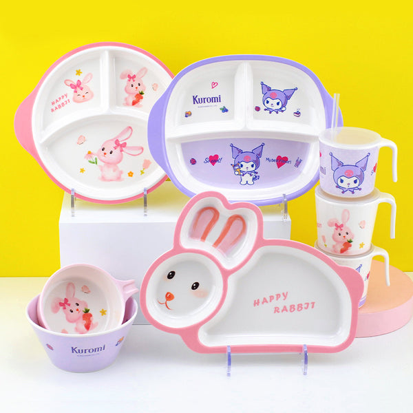Dishes and plates set High-value children's tableware Baby plates Grid plates Supplementary food bowls Cute rice bowls Wholesale