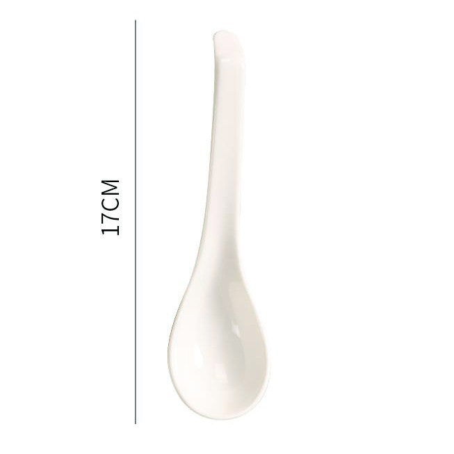 Factory direct minimalist pure white ceramic soup spoon - household tableware, small spoon, rice spoon, soup spoon, serving spoon