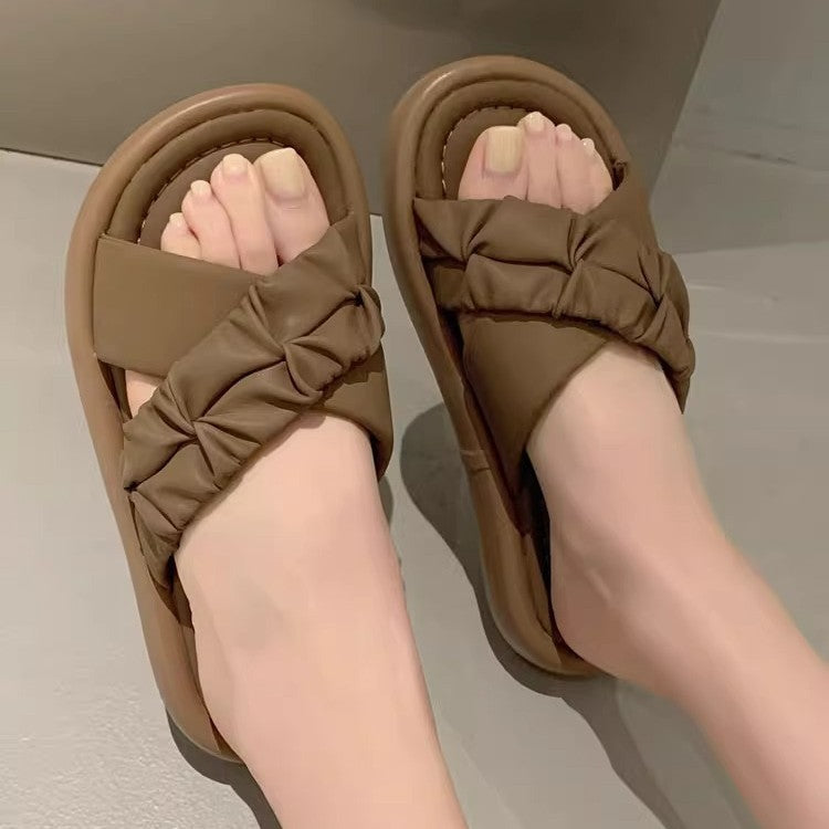 Trendy platform slides for women - summer 2026 new arrivals: versatile, non-slip, korean style beach sandals for summer