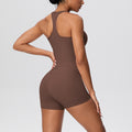 brushed back tight racerback high waist yoga suit sports running fitness shorts suit for women