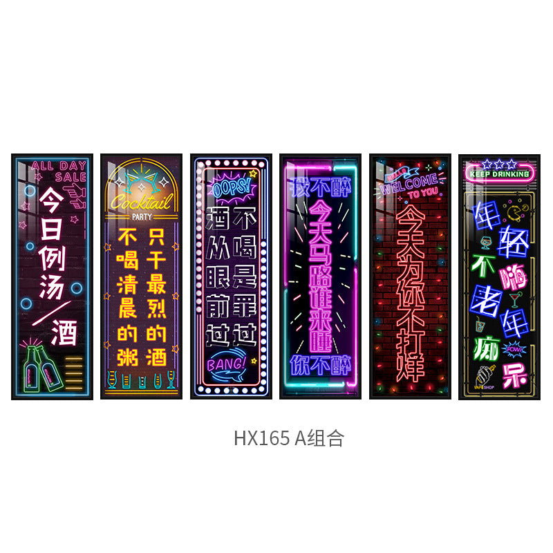Neon lighting hanging pictures bar wall decoration clear bar led light luminous ktv barbecue hotel drinking box mural