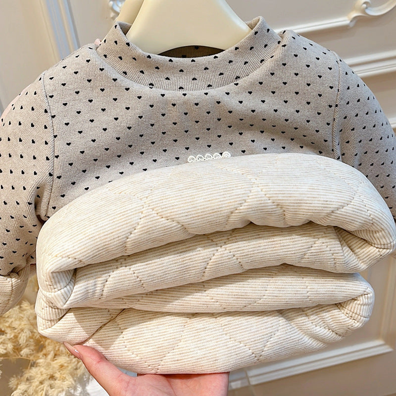 Fall and wintergirl trendy three-layer quilted thickened bottom coat baby girl k-stylelong sleevestopskids clothes kids clothes