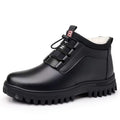 【100% genuine soft leather】men's winter snow boots - warm, thickened, fleece-lined, high-top, versatile casual cotton leather shoes - trendy style