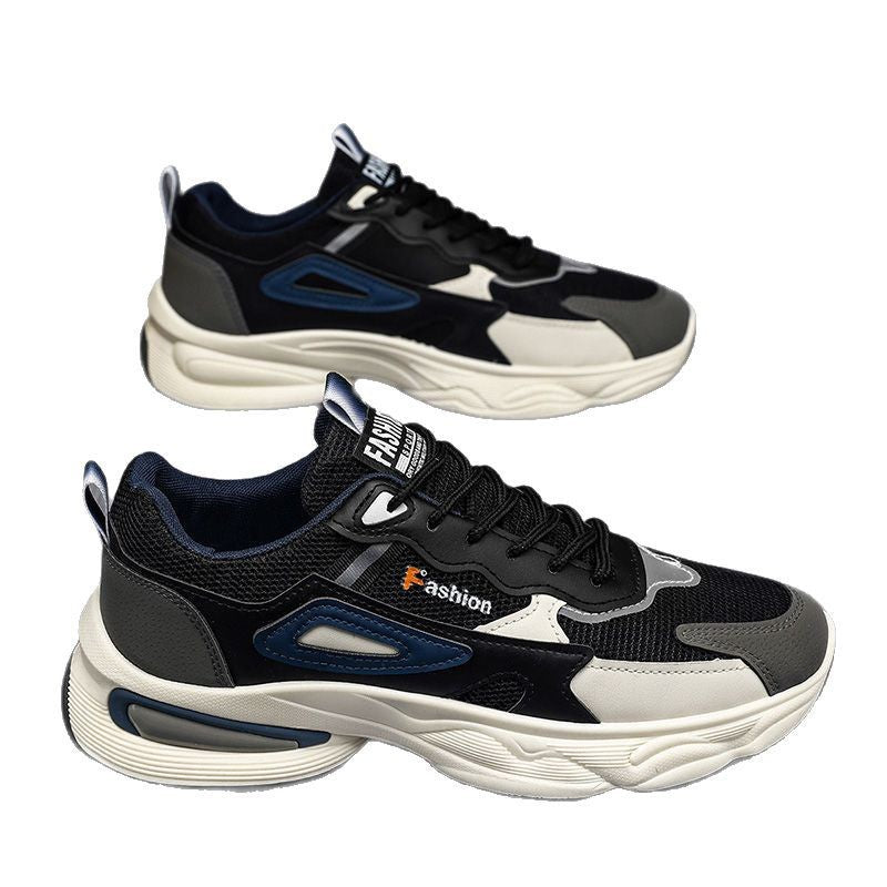 Spring men's new breathable mesh youth sports shoes korean style trendy versatile thick sole casual dad shoes